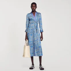 Abito A Camicia Midi Con Stampa A Fiori