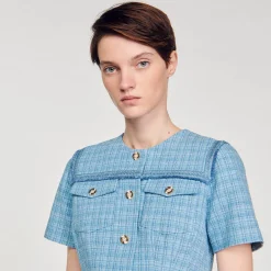 Abito Corto Abbottonato In Tweed