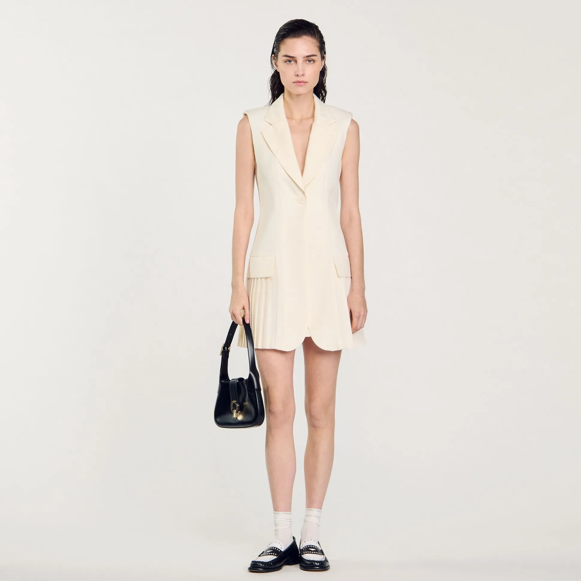 Abito Corto Stile Tailleur A Pieghe