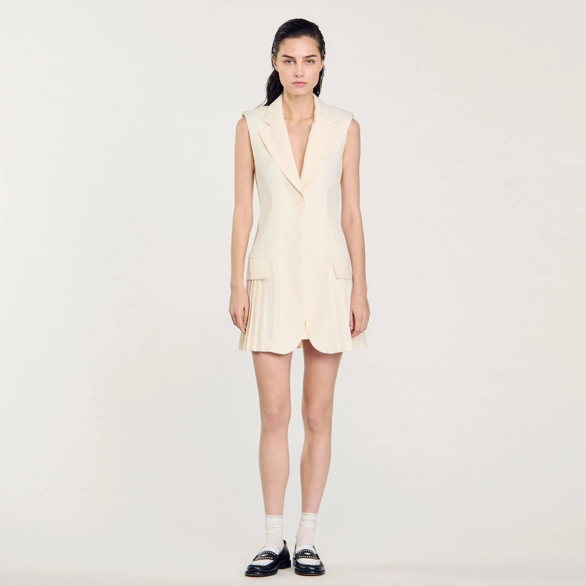 Abito Corto Stile Tailleur A Pieghe