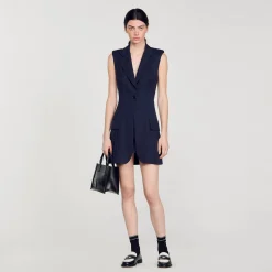 Abito Corto Stile Tailleur A Pieghe