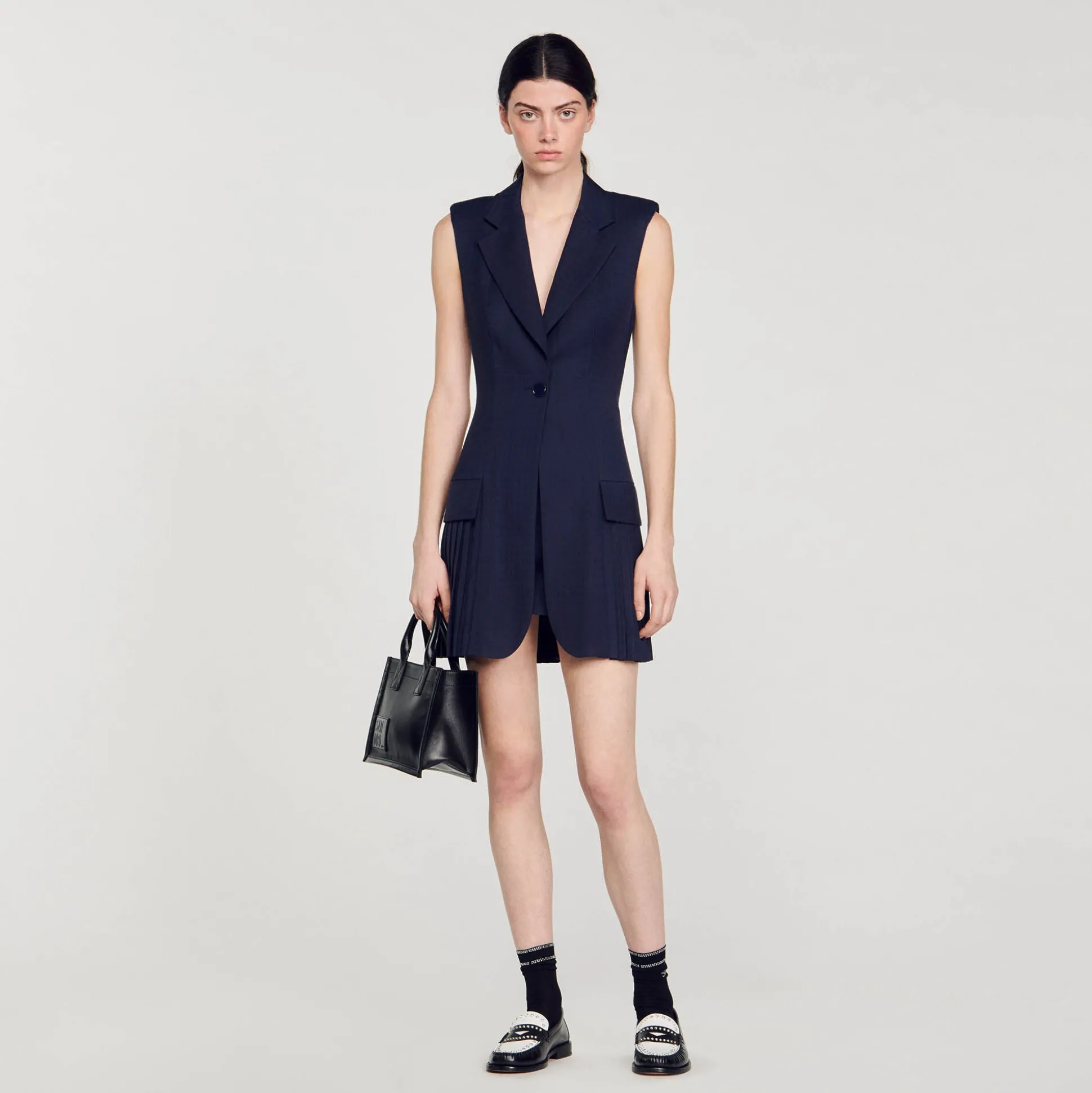 Abito Corto Stile Tailleur A Pieghe