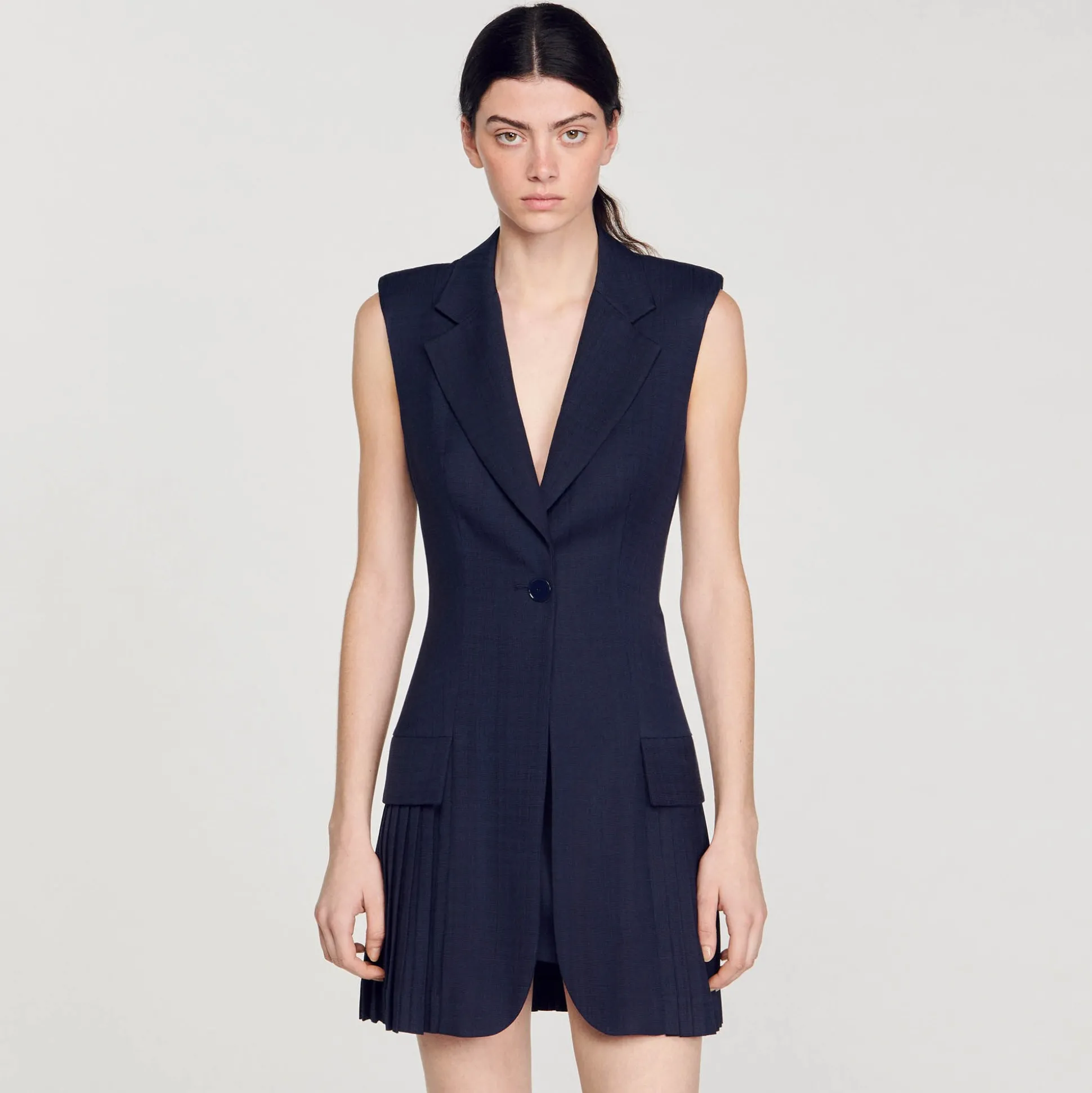 Abito Corto Stile Tailleur A Pieghe