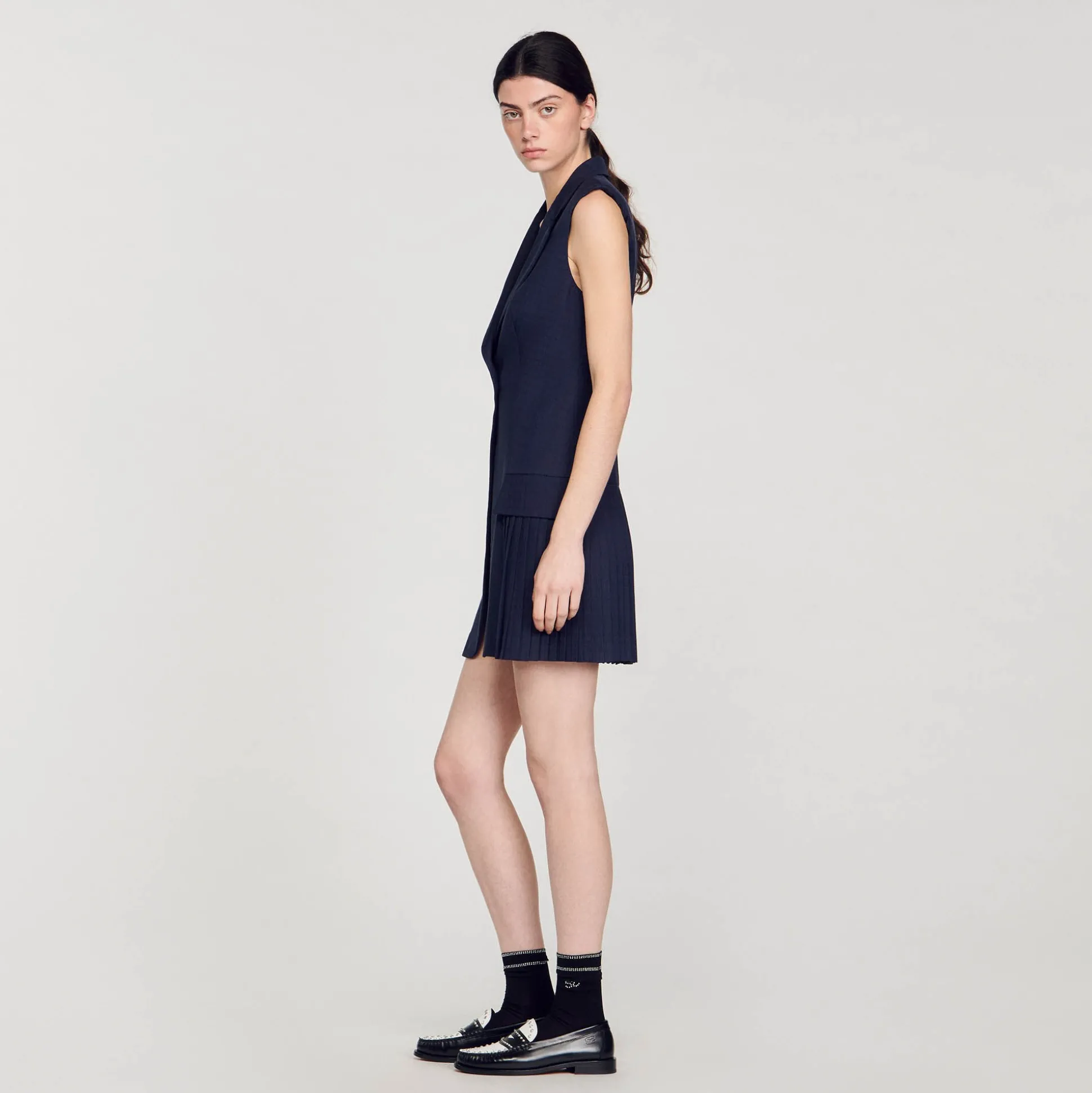 Abito Corto Stile Tailleur A Pieghe