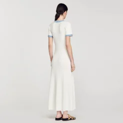 Abito Midi In Maglia E Denim