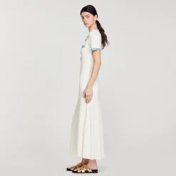 Abito Midi In Maglia E Denim