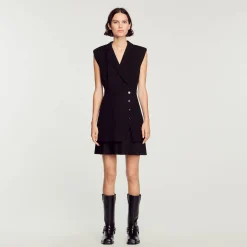 Abito Plissettato In Tweed