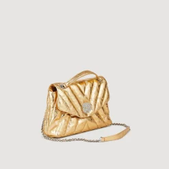 Borsa In Pelle Metallizzata Trapuntata