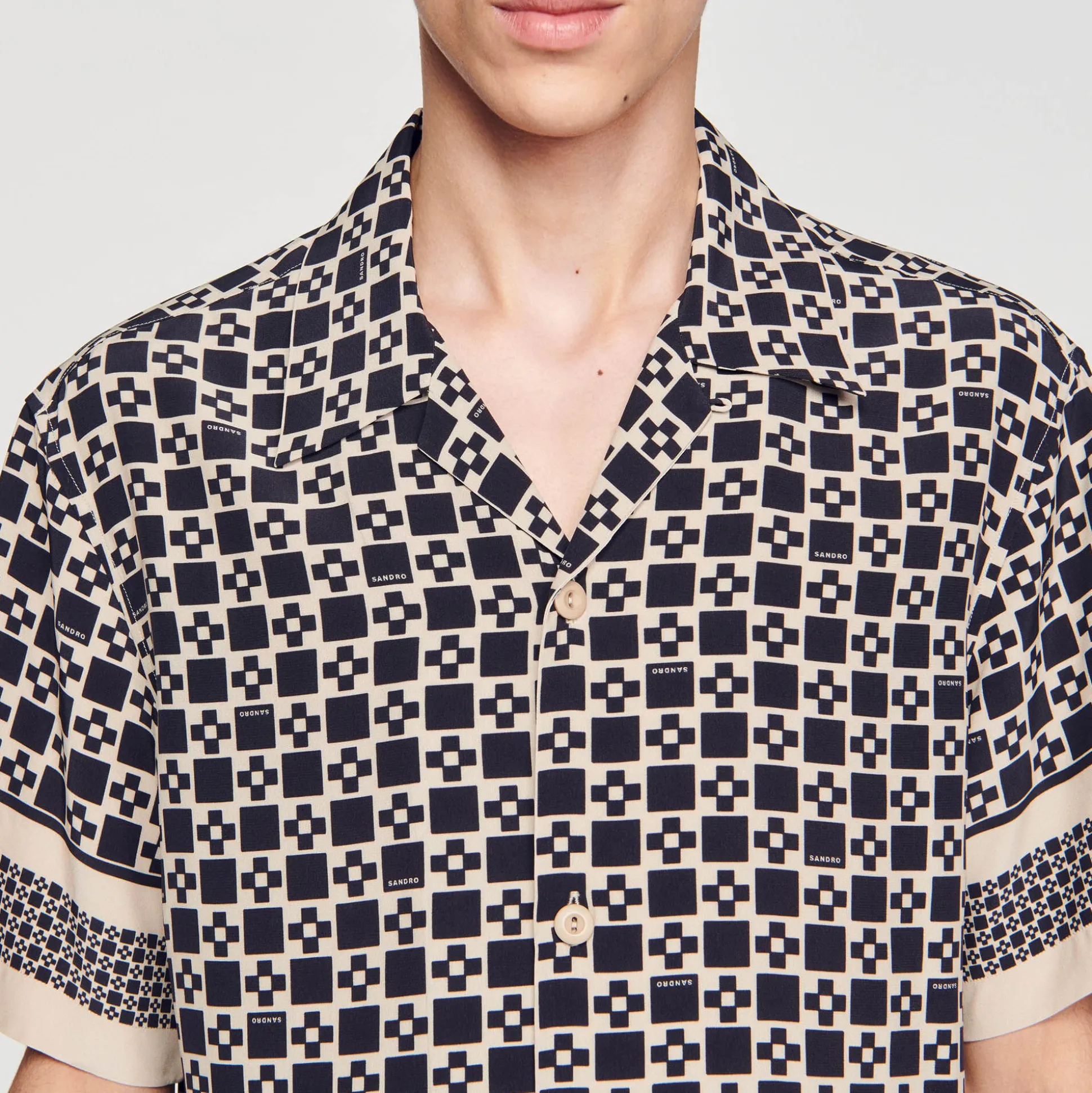 Camicia A Maniche Corte Square Cross