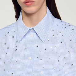 Camicia A Quadri Decorata Con Borchie