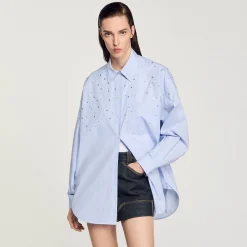 Camicia A Quadri Decorata Con Borchie