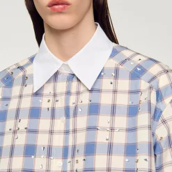 Camicia A Quadri Glitterata