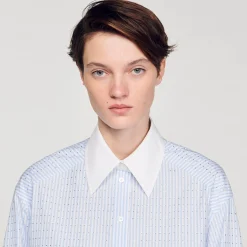 Camicia A Righe Con Strass