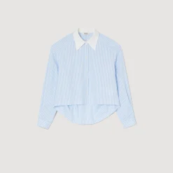 Camicia A Righe Con Strass