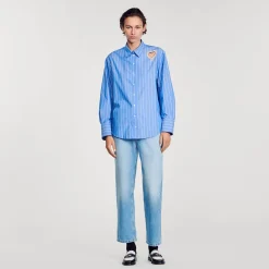 Camicia A Righe E Cuore In Strass