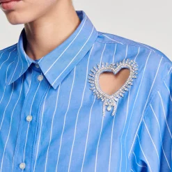 Camicia A Righe E Cuore In Strass