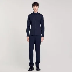 Camicia Aderente In Cotone Stretch