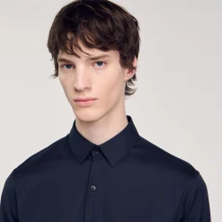 Camicia Aderente In Cotone Stretch