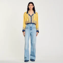 Camicia Corta En Seta Con Stampa