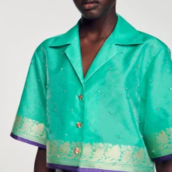 Camicia Corta In Jacquard Glitterato