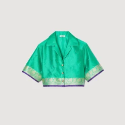 Camicia Corta In Jacquard Glitterato