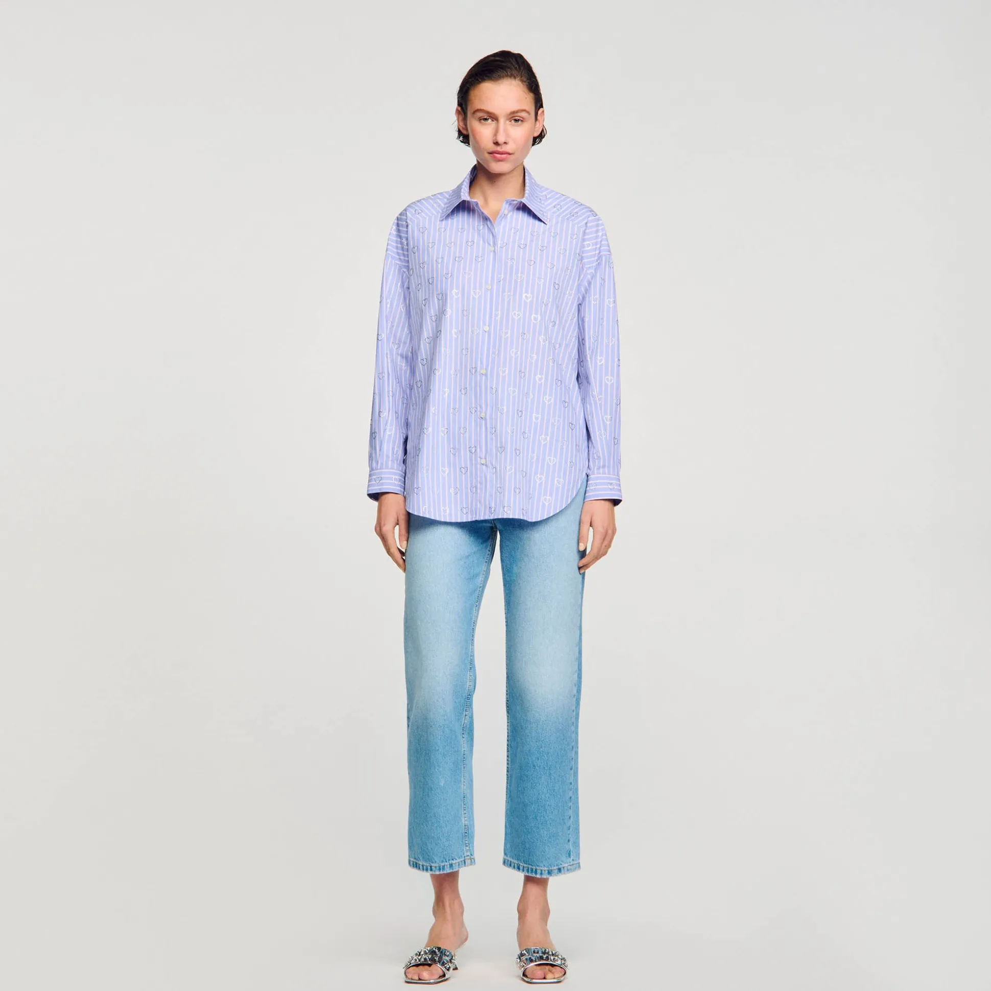 Camicia Decorata Con Cuori Glitterati