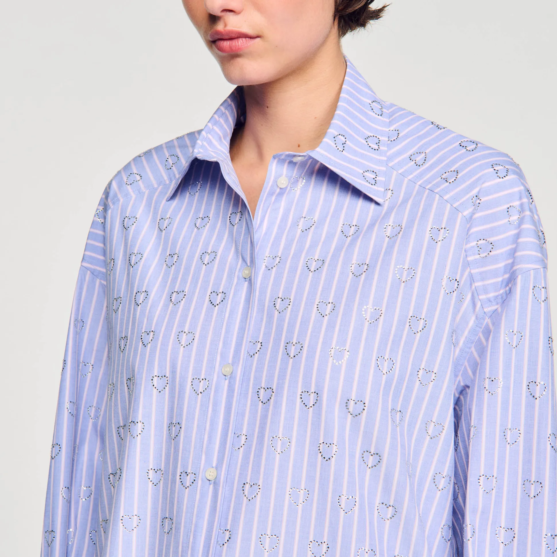 Camicia Decorata Con Cuori Glitterati