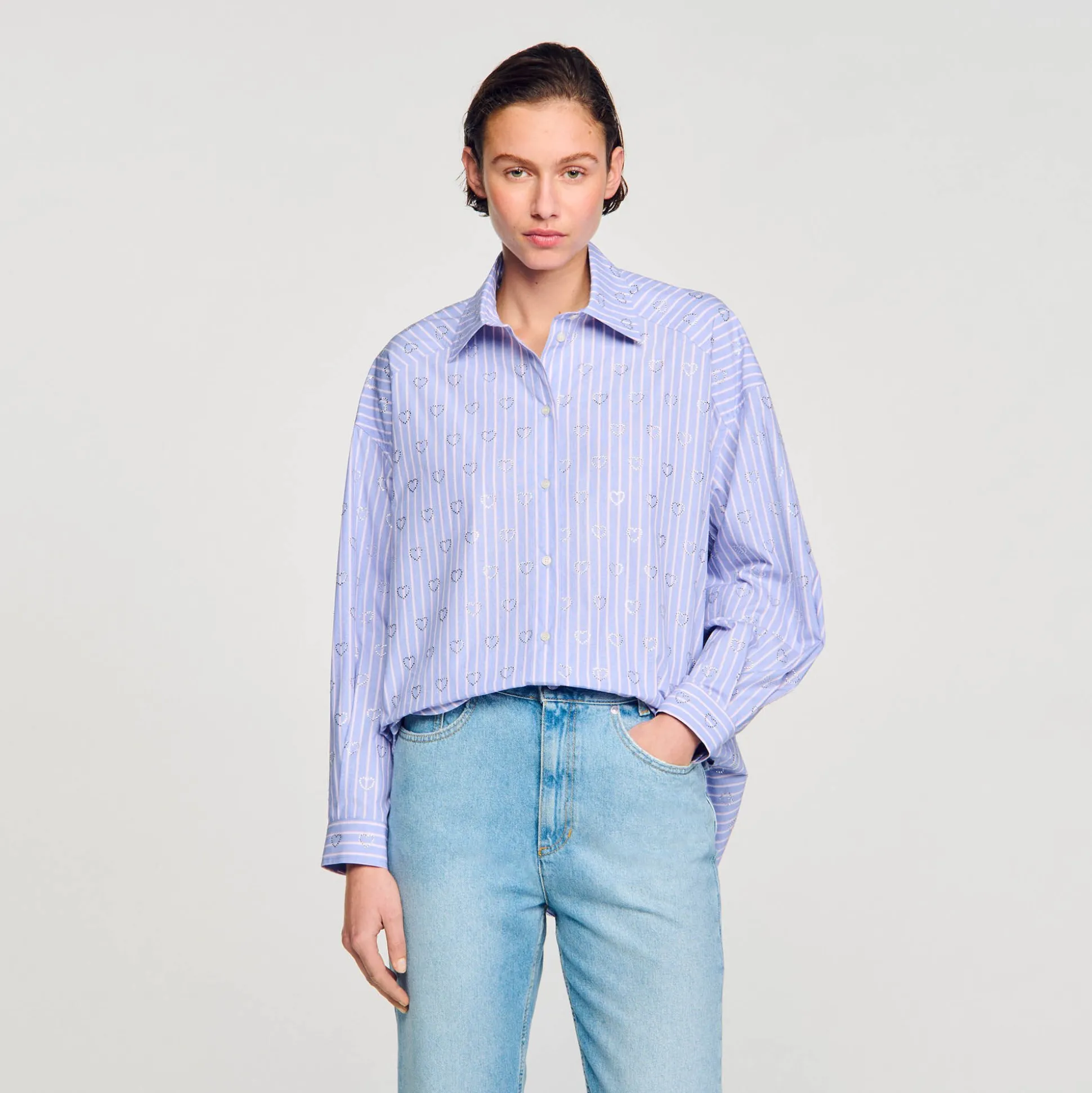 Camicia Decorata Con Cuori Glitterati