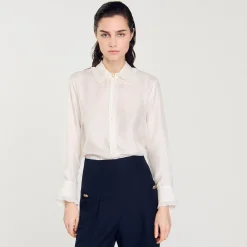 Camicia In Seta Con Collo Plissettato