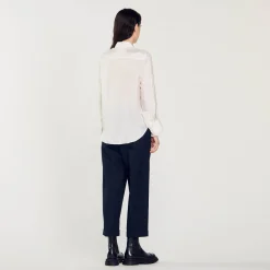 Camicia In Seta Con Collo Plissettato