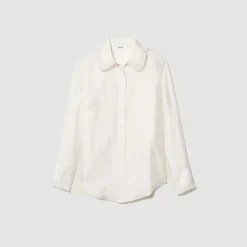 Camicia In Seta Con Collo Plissettato