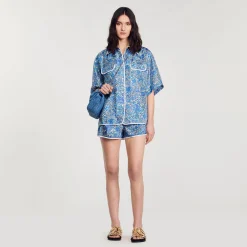 Camicia Larga In Seta Con Stampa A Fiori