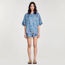 Camicia Larga In Seta Con Stampa A Fiori