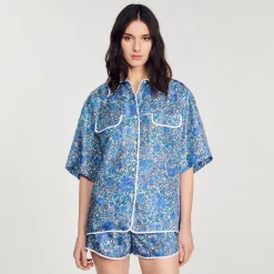 Camicia Larga In Seta Con Stampa A Fiori