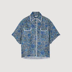 Camicia Larga In Seta Con Stampa A Fiori
