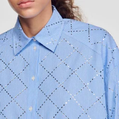 Camicia Oversize Con Strass