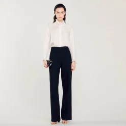 Camicia Seta Con Collo Arricciato