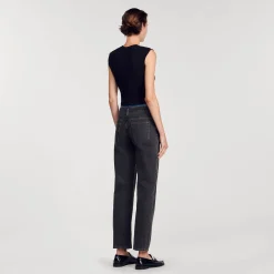 Canottiera Corta Con Cut-out Glitterato
