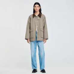 Cappotto A Quadri Con Colletto Vellutato