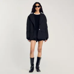 Cappotto Con Cappuccio A Contrasto