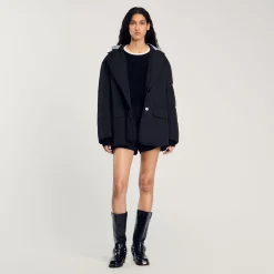 Cappotto Con Cappuccio A Contrasto