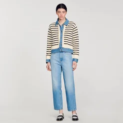 Cardicoat In Maglia A Righe E Denim