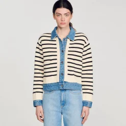 Cardicoat In Maglia A Righe E Denim
