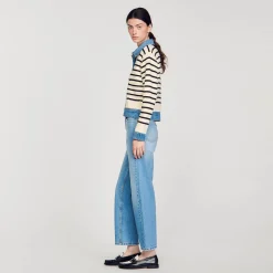Cardicoat In Maglia A Righe E Denim