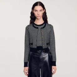 Cardigan A Quadri In Jacquard