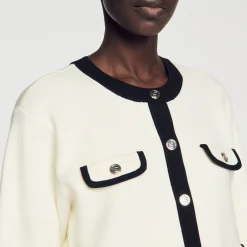 Cardigan Bicolore Con Bottoni