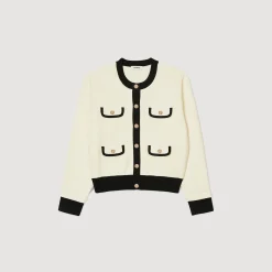 Cardigan Bicolore Con Bottoni