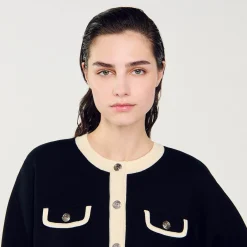 Cardigan Bicolore Con Bottoni