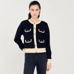 Cardigan Bicolore Con Bottoni