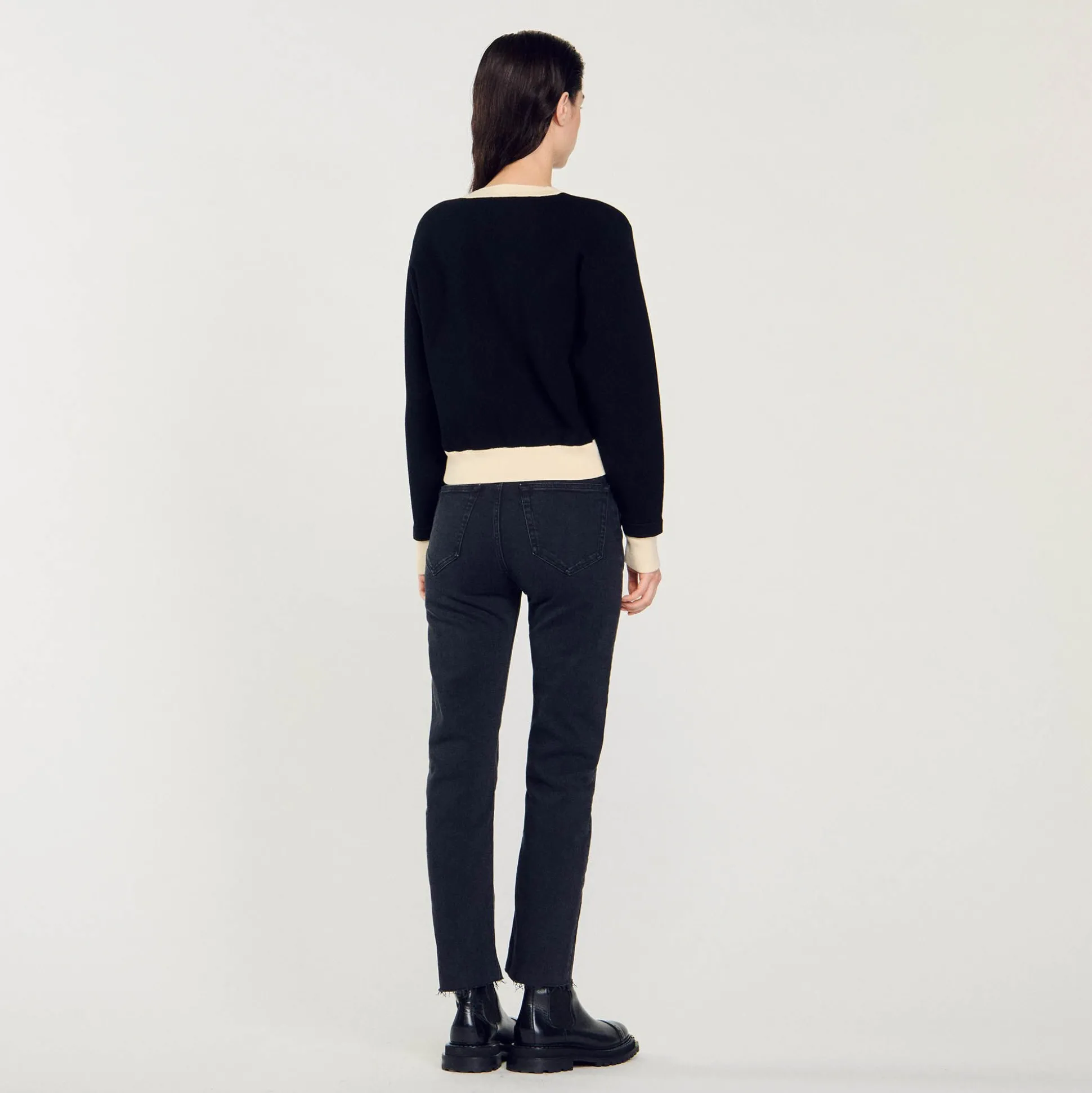 Cardigan Bicolore Con Bottoni